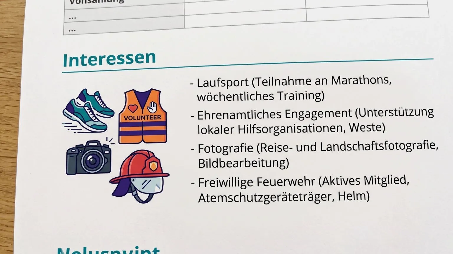 Hobbys im Lebenslauf mit Aussagekraft