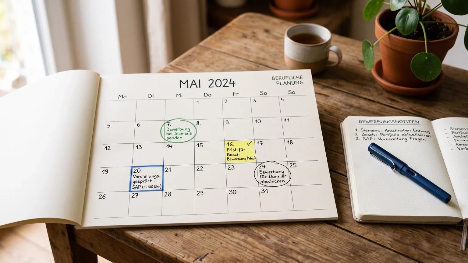 A month's application workload planned in a calendar